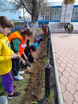 Школьники Икрянинского района приняли участие в акции «Цветок Победы»