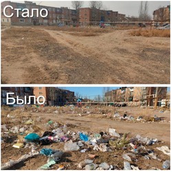Икрянинские работники коммунальной службы очистили от мусора дворовую территорию